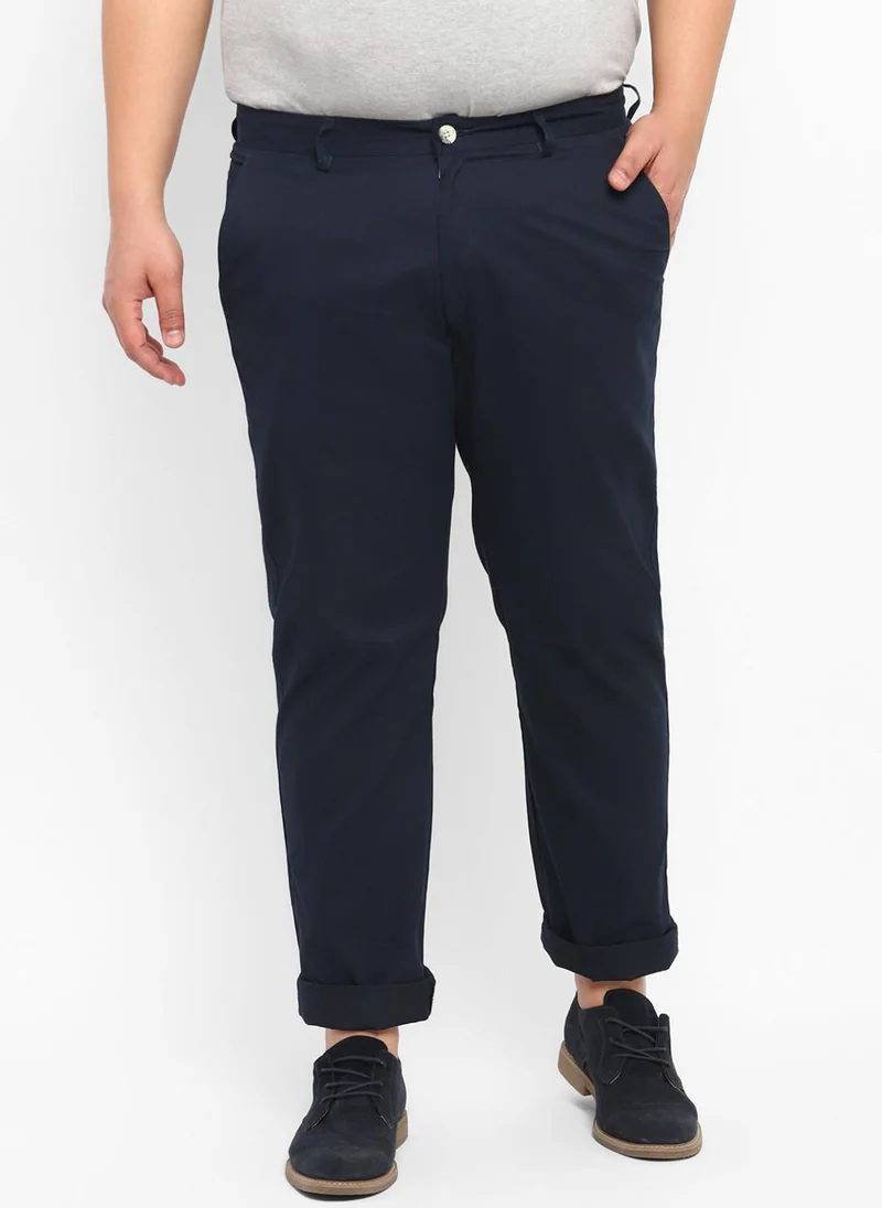 Urbano Fashion  Urbano Plus Men's Dark Blue Cotton Regular Fit Casual Chinos Trousers for Men | Best Price UAE
